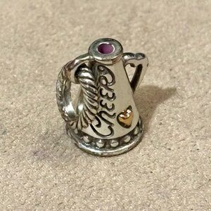 🆕Listing! Brighton Cheer megaphone charm Silver w Pink interior Mini gold heart